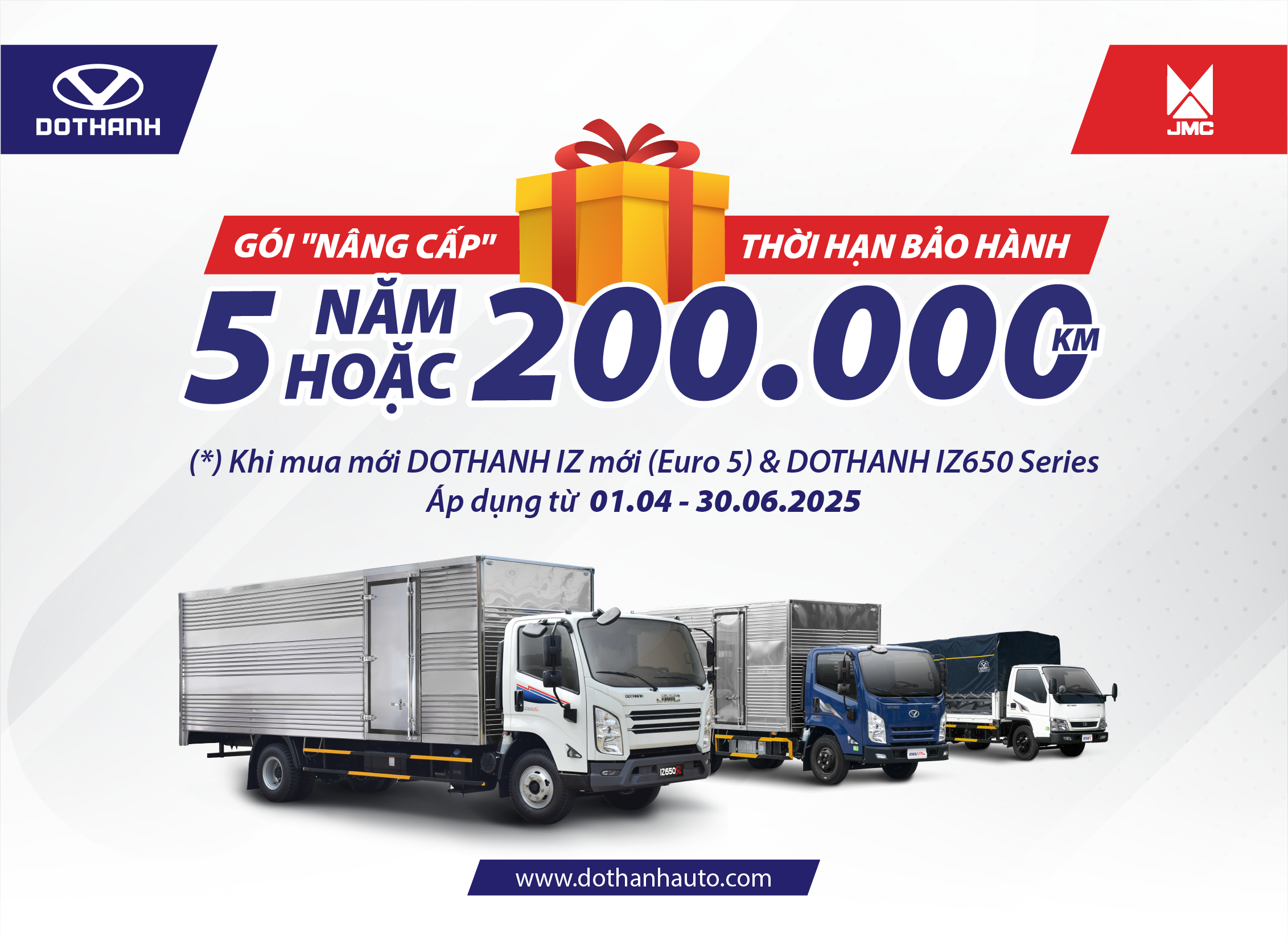 TĂNG THỜI HẠN BẢO HÀNH LÊN 5 NĂM HOẶC 200.000 KM | DOTHANH IZ Euro 5 và IZ650 Series