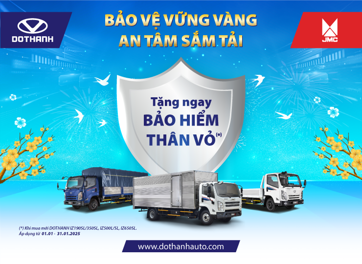 Mua xe tải DOTHANH IZ tặng bảo hiểm thân vỏ | KHUYẾN MÃI ĐẦU NĂM 2025