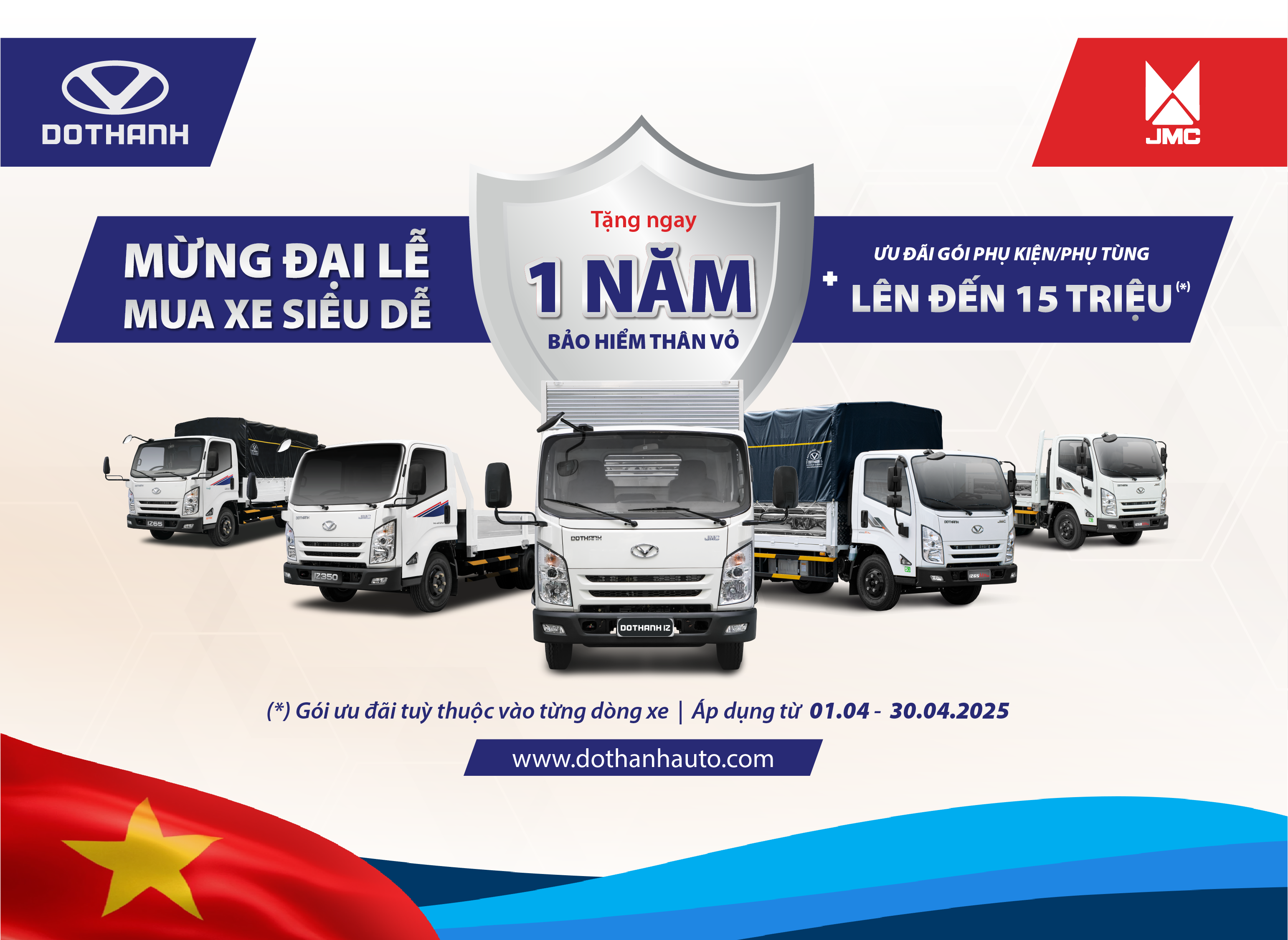 Mua xe tải DOTHANH IZ tặng Bảo hiểm thân vỏ và Phụ kiện | KHUYẾN MÃI MỪNG ĐẠI LỄ