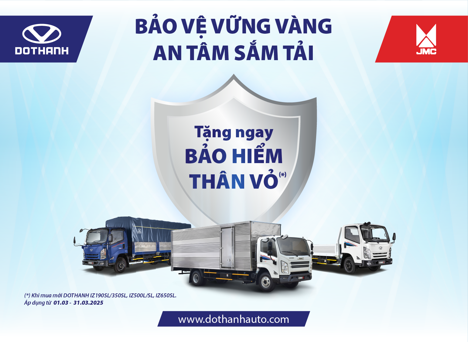 Mua xe tải DOTHANH IZ tặng bảo hiểm thân vỏ | KHUYẾN MÃI THÁNG 3