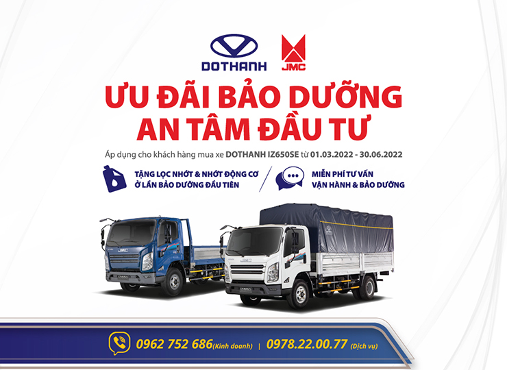 CHƯƠNG TRÌNH “ƯU ĐÃI BẢO DƯỠNG - AN TÂM ĐẦU TƯ” KHI MUA DOTHANH IZ650SE